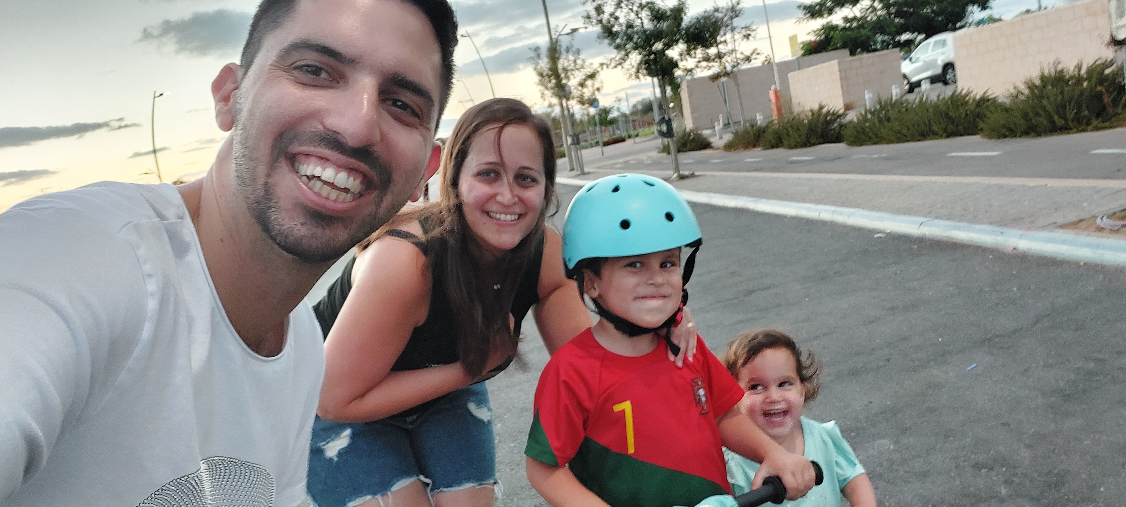 Harel with his family outdoors